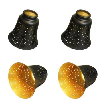 Imagem de SWAIFDEE Capas De Metal Para Ventilador Teto, Luminária Substituição Abajur, Pacote Com 4 Globos Luz Estelar Gravados, 4,72" Largura X Altura, Arandela Parede, Iluminação Penteadeira, Lustre Pendent