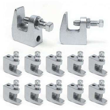 Imagem de Kodilin 12 peças braçadeira de viga de 9,5 mm UNC Braçadeiras de viga de segurança de ferro, abertura de mandíbula de 3/10.2 cm, suporte de parede/teto resistente para suporte de tubulação vertical