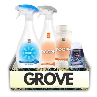 Imagem de Eliminador de Odor e Manchas de Pooph 590 ml + Desodorizador de Areia em Pó de Gato 350 ml + Caixa de Areia Spray de Gatinho Pacote de 590 ml com Aromatizador de Ar de Lavanda – Conjunto de Presente