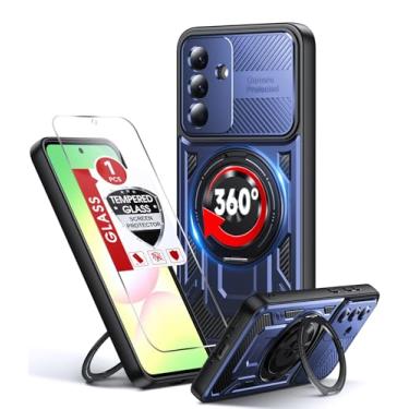 Imagem de LeYi Capa para Samsung Galaxy A36-5G: com protetor de tela de vidro, [Fit Magsafe] Capa resistente à prova de choque de 16 pés para smartphone Android robusta com suporte de anel magnético Samsung 36A