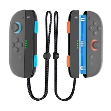 Imagem de Alças de pulso para Nintendo Switch Joycon 2, alça ajustável e ergonômica para controlador, pacote com 2 peças de reposição, acessórios de para-choque para estação de controle Joycon 2, laranja e azul