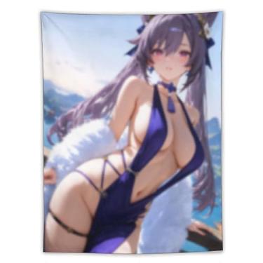 Imagem de LIEGBMEU Tapeçaria de biquíni sexy anime menina 152.4 cm x 203.2 cm interior exterior parede colcha arte decoração de tapeçaria caprichosa, AF436