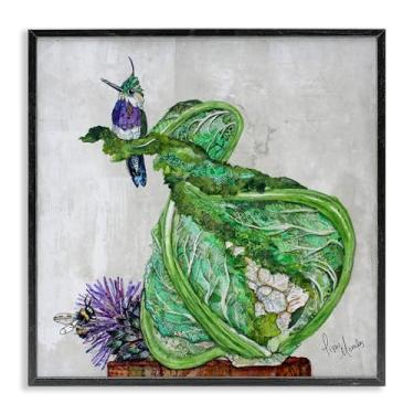 Imagem de Stupell Industries Beija-flor em couve-flor preta emoldurada giclée design de arte por Lisa Morales, 61 x 61 cm