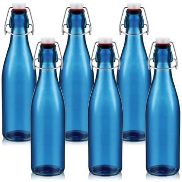 Imagem de Teenyyou 6 garrafas de vidro 1 L / 83 garrafas de vinho decorativas de 2,126 g, garrafa de água de vidro flip top com tampa hermética para decoração de casa, jardim, árvore, quintal, decorações