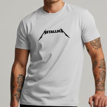 Imagem de Camiseta Masculina Metallica Rock Banda Estampa Logo Clássica Algodão 