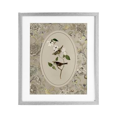 Imagem de Stupell Industries Pássaro e Toile em Neutros Impressão Emoldurada Cinza Design sob Vidro por Radhika Modi, 16 x 13