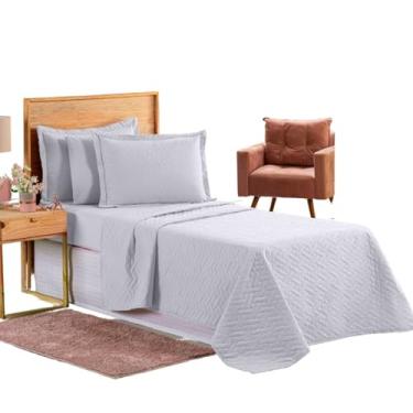 Imagem de Colcha Cobre Leito Jogo Roupa Cama Solteiro 2 Pçs Matelado Macio Toque Seda Simples Basico Decoração