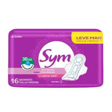 Imagem de Absorvente Sym 3D Gel Suave com Abas 16 unidades