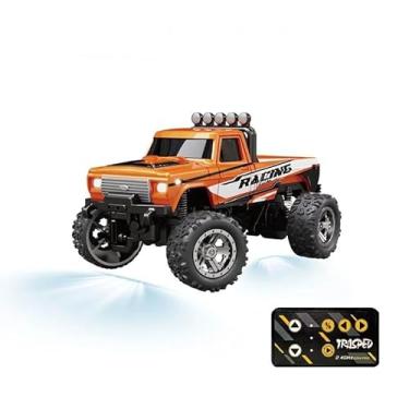 Imagem de Carro de Controle Remoto 1/64 Off-Road – Mini RC Monster Truck Escalada com Luzes LED e Suspensão (Laranja)