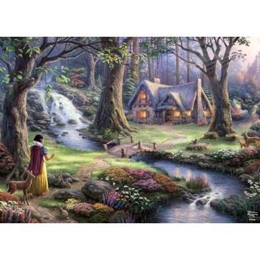 Imagem de Ceaco - Disney - Thomas Kinkade - Branca de Neve descobre a cabana - Quebra-cabeça adulto de 1000 peças - Quebra-cabeça desafiador perfeito para noites de jogos - O tamanho acabado é 26,5 x 19 cm