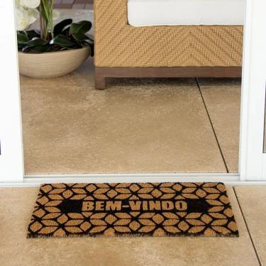 Imagem de Capacho Retangular Fibra De Coco Base PVC 60x33cm - Komeco - Geométrico