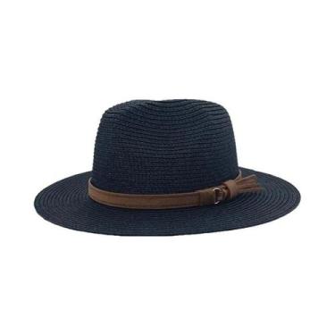 Imagem de Chapéu Panamá De Palha Respirável Reversível Estilo Cowboy Com Cinto D