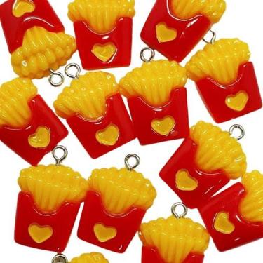 Imagem de Pingente de resina infantil (1 par) - IMPORTAÇÃO, Batata frita coração