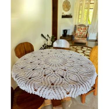Imagem de Toalha De Mesa Redonda Abacaxi 1,30m Crochê Artesanal (Branco)