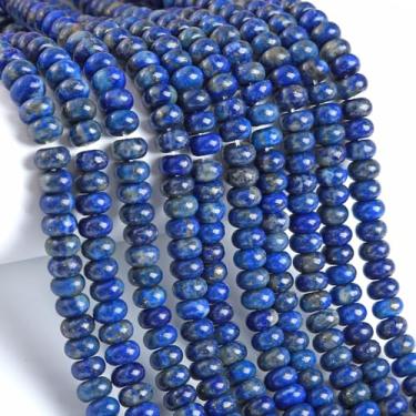 Imagem de 76 peças 5 x 8 mm Pedra Lapis Lazuli Natural Rondelle Espaçador Contas Soltas Discos de Ábaco Pedras Preciosas Redondas Soltas para Fazer Joias Colar Pulseira DIY