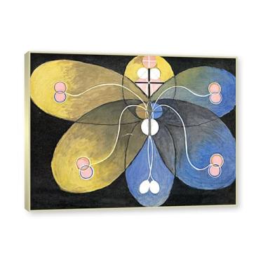 Imagem de NHLDZYH Moldura de champanhe. Pôster Hilma Af Klint, (Evolução, nº 09), reproduções de pinturas famosas, imagem de arte abstrata para sala de estar quarto decoração de casa. 50 x 65 cm - 19,7 x 25,6