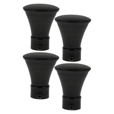 Imagem de ESSMOKO Extremidades de mastro de cortina 22 mm 28 mm 4 peças liga de ferro em forma de trombeta romana decoração de extremidade de haste preta 22 mm