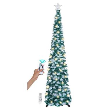 Imagem de Árvore de Natal SINTENILL Pop Up de 6 pés com temporizador, luzes e en