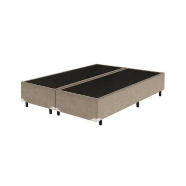 Imagem de Cama Box Queen Bipartido 158x198 Bege  Base Reforçada - Fábrica de Tud
