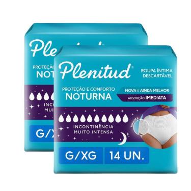 Imagem de Kit 2 Roupa Íntima Plenitud Noturna Unissex Tamanho G/XG 14 Unidades Descartáveis