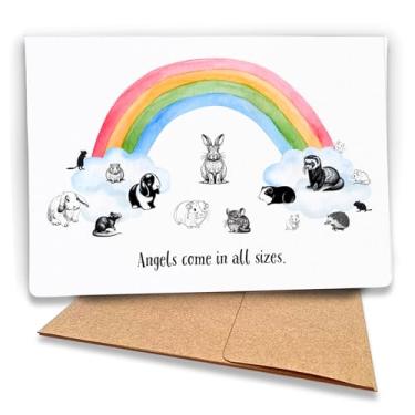 Imagem de Fava Bean Productions Cartão de simpatia de perda de animais pequenos (1 cartão premium, 12,7 x 17,8 cm, mensagem de condolências dentro) Anjos em aquarela - Perda de animal de estimação pequeno -156