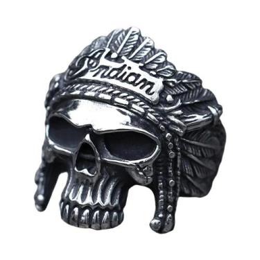 Imagem de Anel Vintage De Caveira Masculino Em Aço Inoxidável 316L, Estilo Gótic