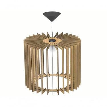 Imagem de Luminária Teto Tipo Pendente Santa Rita Mdf - Completa - Marrom - LENO