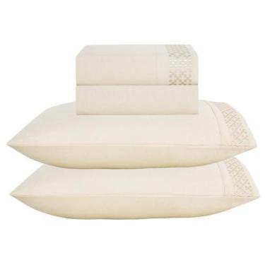 Imagem de Jogo De Cama Lençol Queen Eclipse 4 Peças - Palha - Casa Show Enxovais