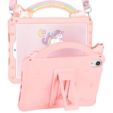 Imagem de Wazzasoft Capa para iPad mini 7 A17 Pro 2024, para iPad mini 6ª geração, capa de 8,3 polegadas com desenho fofo feminino Kawaii com suporte e alça Funda para Apple Mini 6/Min 7