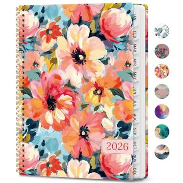 Imagem de Agenda 2026, agenda semanal e mensal, janeiro de 2026 a dezembro de 2026, agenda espiral de capa dura com abas mensais, páginas de notas, perfeito para mulheres e homens, A4 (21,6 cm x 28 cm) - Jardim