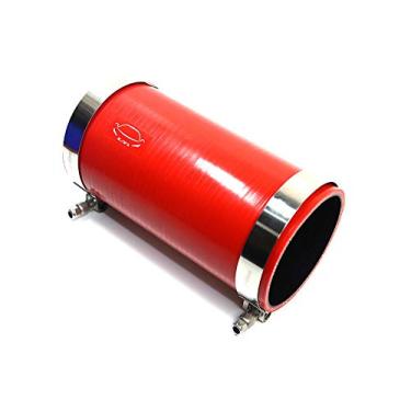 Imagem de LTI Universal (203 mm) 20.3 cm Comprimento 4-Ply Reforçado Alto Desempenho (89 mm) 8.9 cm ID Straight Silicone Mangueira Acoplador com Parafuso T Braçadeira Aço Inoxidável 304 (8.9 cm Vermelho)