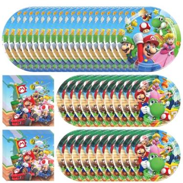 Imagem de Conjunto de 60 peças de utensílios de mesa Brother, conjunto de pratos e guardanapos de papel Brother Party inclui 40 pratos, 20 guardanapos para artigos de festa de aniversário