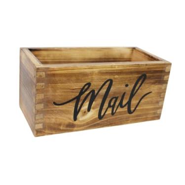 Imagem de Fenteer Organizador de correspondência de madeira, porta-cartas, bandeja de correspondência, organizador de mesa para dormitório, mesa de trabalho, presente, Marrom