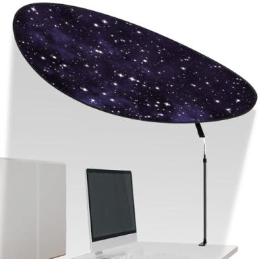 Imagem de Juexica Cubículo de escritório ajustável de 139 cm e persiana de mesa, cúpula grande portátil com grampo, dobrável e giratório, bloqueia luz ou perturbação para acessórios de trabalho (céu estrelado)
