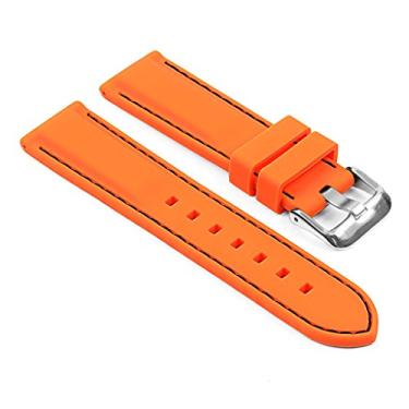 Imagem de Pulseira de rel gio esportiva de libera o r pida para mergulhadores de borracha de silicone StrapsCo - Escolha sua cor - 18 mm, 20 mm, 22 mm, 24 mm, Orange & Black (Silver Buckle), 18mm