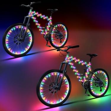 Imagem de Woanger 6 peças de luzes LED de bicicleta para andar à noite, moldura de bicicleta e luzes de rodas, acessórios de decoração de bicicleta alimentados por bateria, presentes para adultos andando à