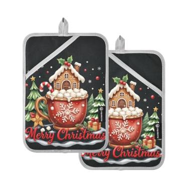 Imagem de Conjunto de 2 pegadores de panela resistentes ao calor com bolsos para bancada, trivet e churrasqueira