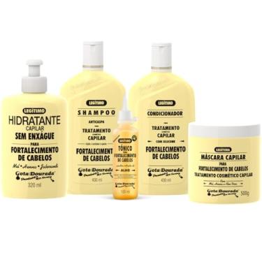 Imagem de Gota Dourada Kit Tradicional com Shampoo e Condicionador 430ml e Máscara 500g e Creme Hidratante 320ml e Tônico de Alho 100ml