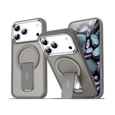 Imagem de LYJSMGZ Capa magnética para Iphone17pro Max/17/17Pro/17Air, evita impressões digitais ocultas com suporte para câmera, proteção surround à prova de choque, cinza, 17