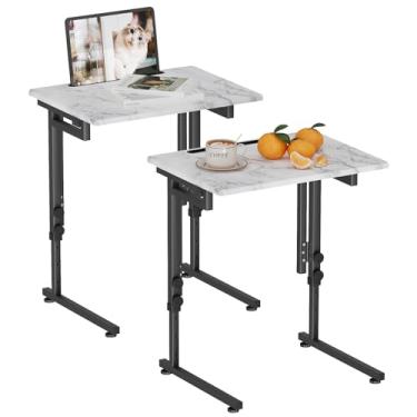 Imagem de Fleecy day Bandeja de TV, mesa de jantar dobrável para TV, bandeja pequena ajustável em forma de C para comer, mesa lateral dobrável sob o sofá para cadeira reclinável, sala de estar, sem necessidade