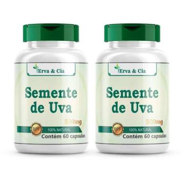 Imagem de Semente De Uva Pura- 2 Potes 120 Cápsulas 500Mg Premium