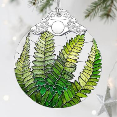 Imagem de Enfeite de planta de samambaia, decorações de Natal de vitrais, enfeites de Natal para árvores, enfeites de férias, presentes para amantes de plantas, presentes de festa, ideias de presentes e