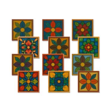 Imagem de Adesivos de azulejo 3D removíveis com padrão de flor de folha, adesivos de parede premium para cozinha lavanderia banheiro decoração conjunto de 12 peças 15 x 15 cm (jardim)