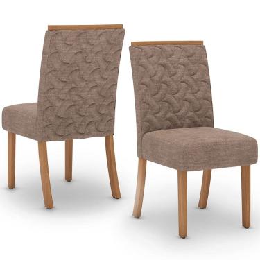 Imagem de Kit 2 Cadeiras Estofadas Sala De Jantar Esther Suede Cacao Henn