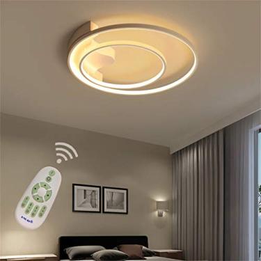 Imagem de Luminária de teto LED embutida para sala de estar, sala de jantar, quarto, luminária regulável com controle remoto, luminária suspensa, design de anel redondo, lustre para sala de estar, cor