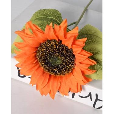 Imagem de ShineSnow 10 peças de girassóis, buquê de flores falsas, enchimento de vaso com haste de flores de seda artificial para decoração de casa, cozinha, exterior, mesa de casamento, centro de mesa, festa