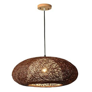 Imagem de B Luminária pendente de vime em vime antigo Luminária de teto com lanterna para sala de estar B Restaurante Café B Lâmpada LED colorida incluída