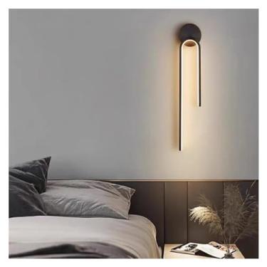 Imagem de Luminária de parede LED minimalista moderna em formato de U, luminária de parede de fundo, iluminação preta e dourada, compatível com decoração de casa, sala de estar, sala de jantar, luminá