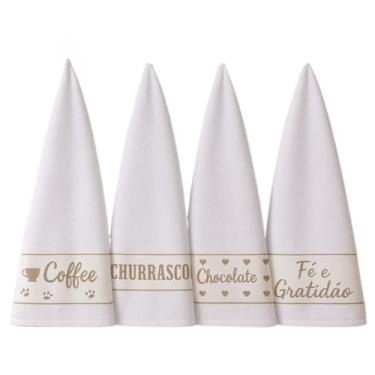 Imagem de Kit 6 Panos de Prato Copa 40x65 Jacquard Atoalhado Toalha De Cozinha(PANO DE PRATO PALAVRAS BRANCO)