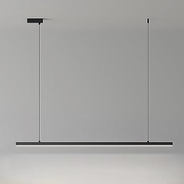 Imagem de Luminária pendente preta, lustre linear minimalista, luminária de teto LED para ilha de cozinha, luminária pendente de tira longa, luminária de mesa de jantar, lustres de escritório
